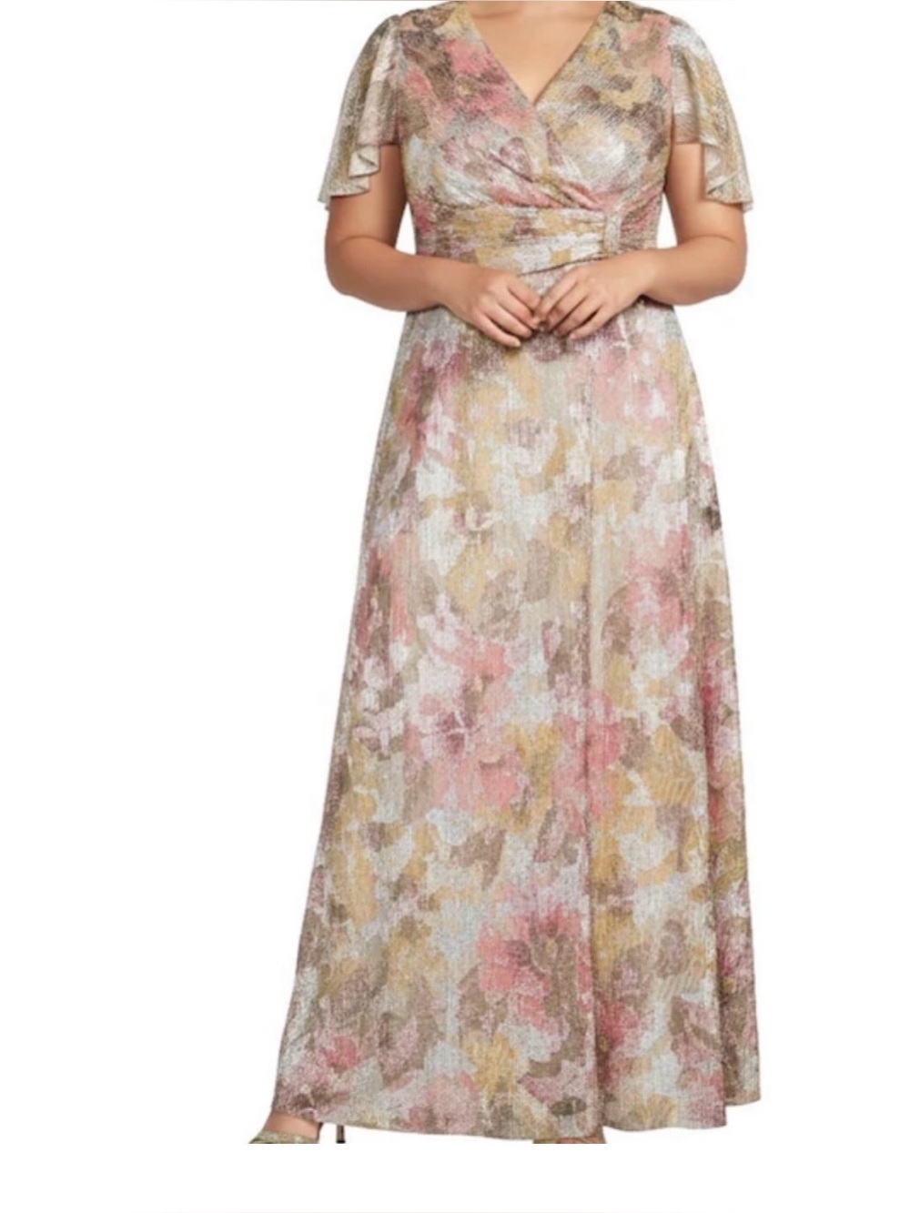 Maxi Dress in Pink and Gold